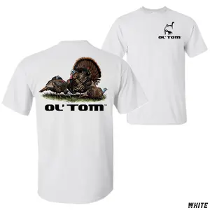 Ol’ Tom Turkey Hunting T-Shirt, Wild Turkey Family Back Print Tee, Spring Gobbler Outdoor Graphic Shirt, Rustic Hunter Apparel, Casual Cotton for Men and Women