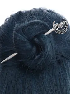 Viking Vintage Moon Wolf Hair Pin, Fashion Personalized Trendy Versatile Hair Accessory, Nordic Style Party Gift for Valentine's Day