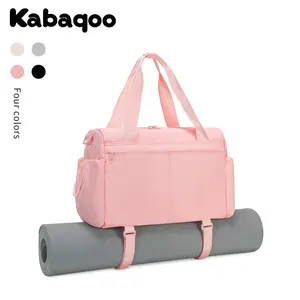 Kabaqoo Mini Gym Duffle Bag - Compact Sports Bag with Yoga Mat Holder, Dry-Wet Separated Pocket, Water-Resistant Puffer Crossbody for Pilates & Travel