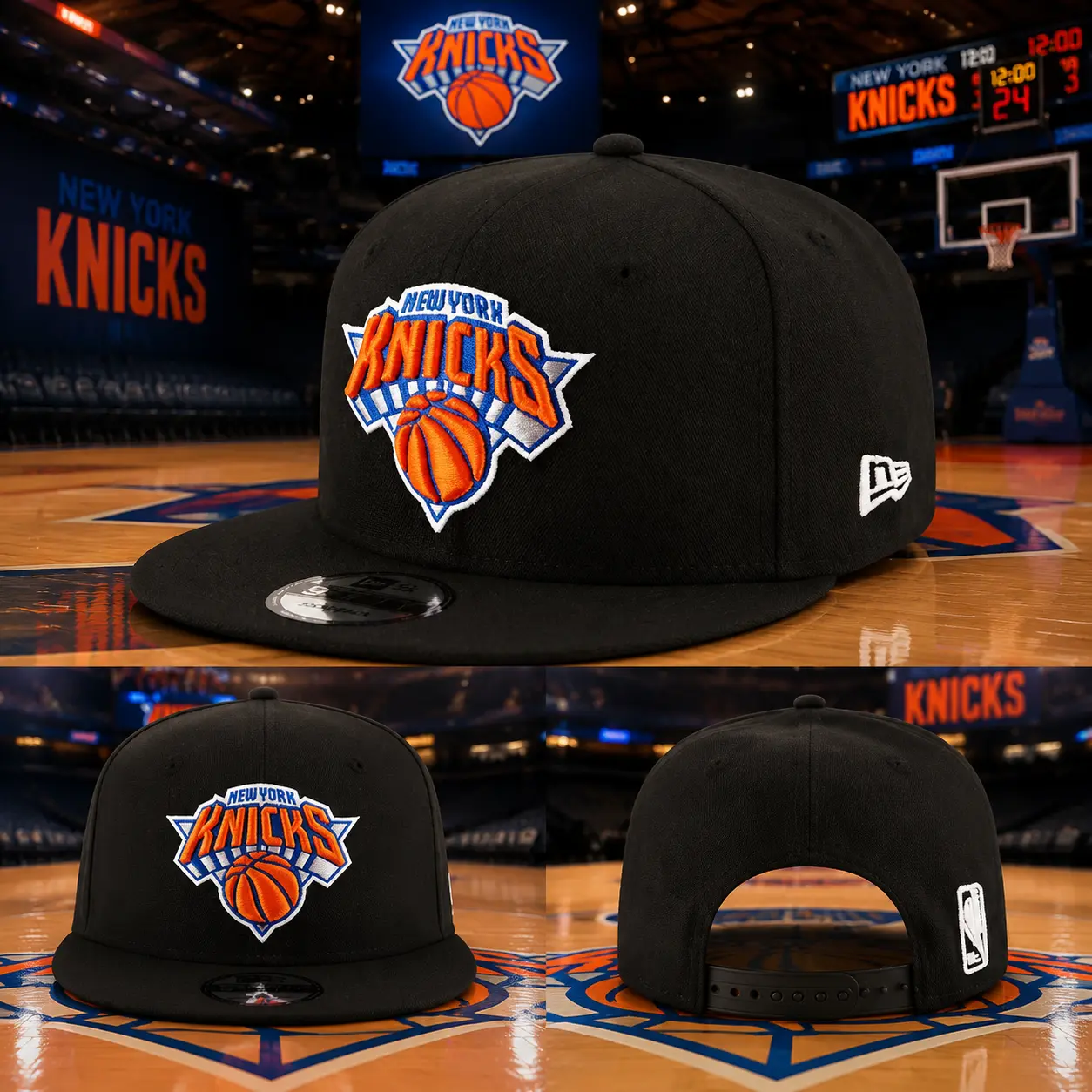 New York Knicks Black Blue Team Color Basic NBA New Era 9FIFTY Snapback Hat Unisex Streetwear Hats Collector Style Headwear for Baseball and Urban Fashion Lovers