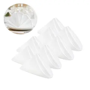 50 lightweight satin napkins, measuring 16.93 x 16.93 inches. These elegant dinner napkins are perfect for wedding parties, and serve as bulk square cloth napkins for banquet decoration.