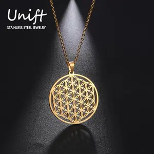 Flower of Life Sacred Geometry Necklace Stainless Steel Mandala Neck Chain Women Men Vintage Universal Spiritual Jewelry