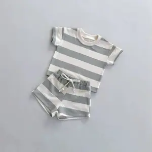 Striped Cotton Two Piece Short Sleeve Set