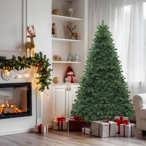 YITAHOME 6/7.5FT Unlit Artificial Christmas Tree, Full & Realistic Green Xmas Tree with Hinged Branches, Easy Assembly & Foldable Metal Stand for Indoor Christmas Decorations