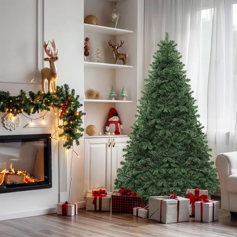 YITAHOME 6/7.5FT Unlit Artificial Christmas Tree, Full & Realistic Green Xmas Tree with Hinged Branches, Easy Assembly & Foldable Metal Stand for Indoor Christmas Decorations