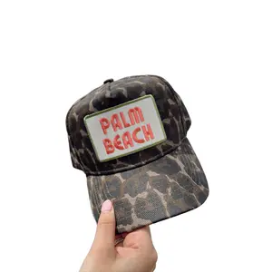 Palm Beach Leopard Vintage Trucker Hat Premium Quality Cap with Adjustable Snapback Hand Wash Only