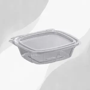 8 Oz. Dart Clear Tamper-Resistant, Tamper-Evident Hinged Container with Flat Lid - 100/Case