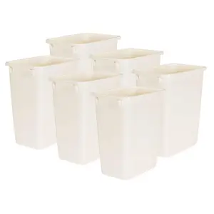 Rubbermaid 21 Quart Rectangular Kitchen Wastebasket Trash Can, Bisque (6 Pack)