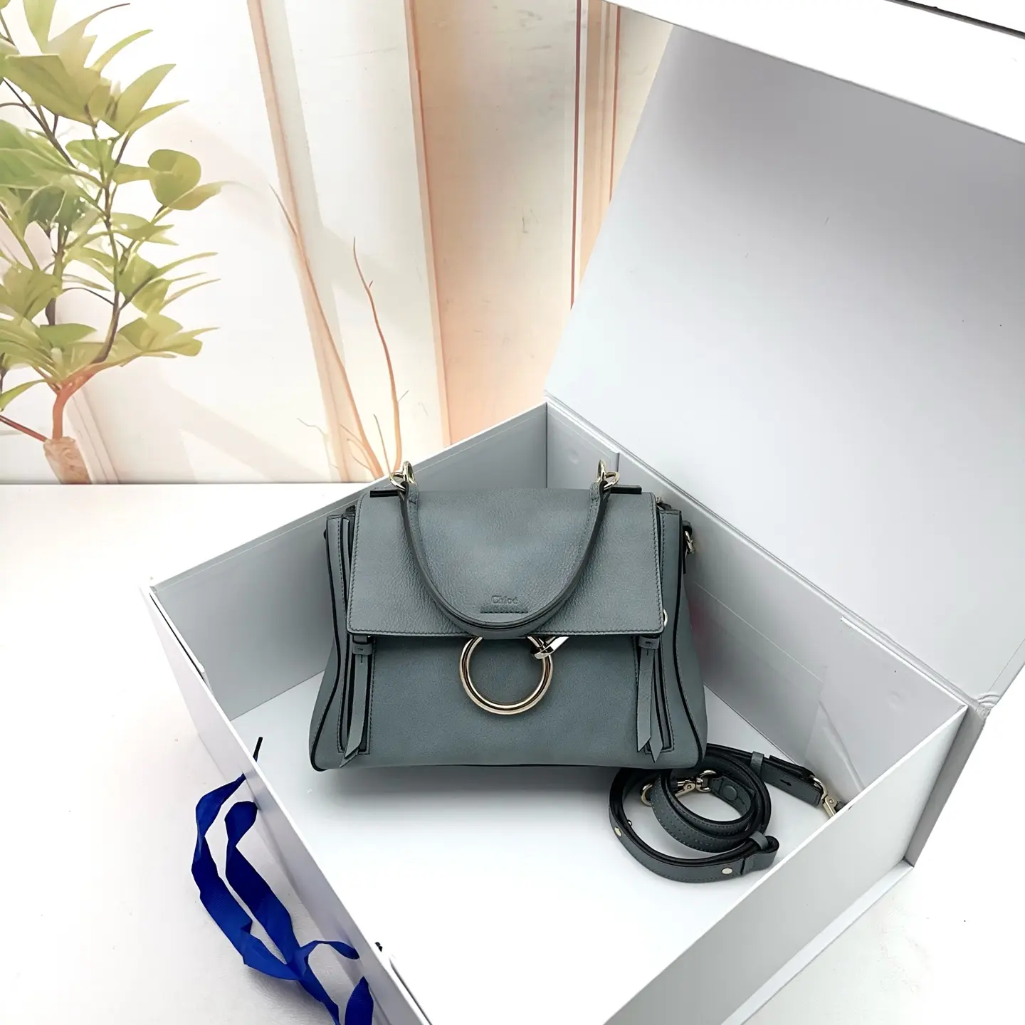 Pre-owned Chloé Grey Leather Faye Day Flap Fashion Shoulder Bag, Handbag Shoulder Bag, Style 0728luna 22322597