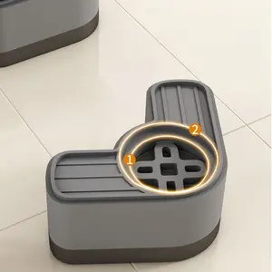 Four-Piece Set of Shock-Absorbing Washing Machine Mats - Anti-Slip, Shockproof, Noise Reduction and Waterproof, Refrigerator and Washing Machine Noise Reduction Mats, Washing Room Floor Protection, Anti-slip Shockproof Mats, Suitable For All Types O