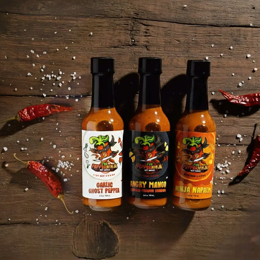 Pepper Ninja Extreme Heat Pack Garlic Ghost Pepper Angry Mango Scorpion Ninja Napalm Hot Sauce Collection