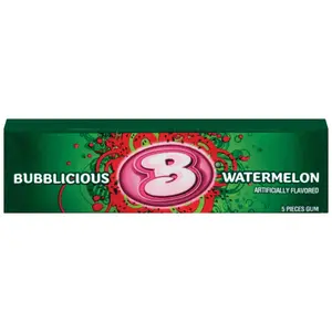 9x Bubblicious Watermelon Chewing Gum - Refreshing Watermelon Flavor Snack Candy 5ct