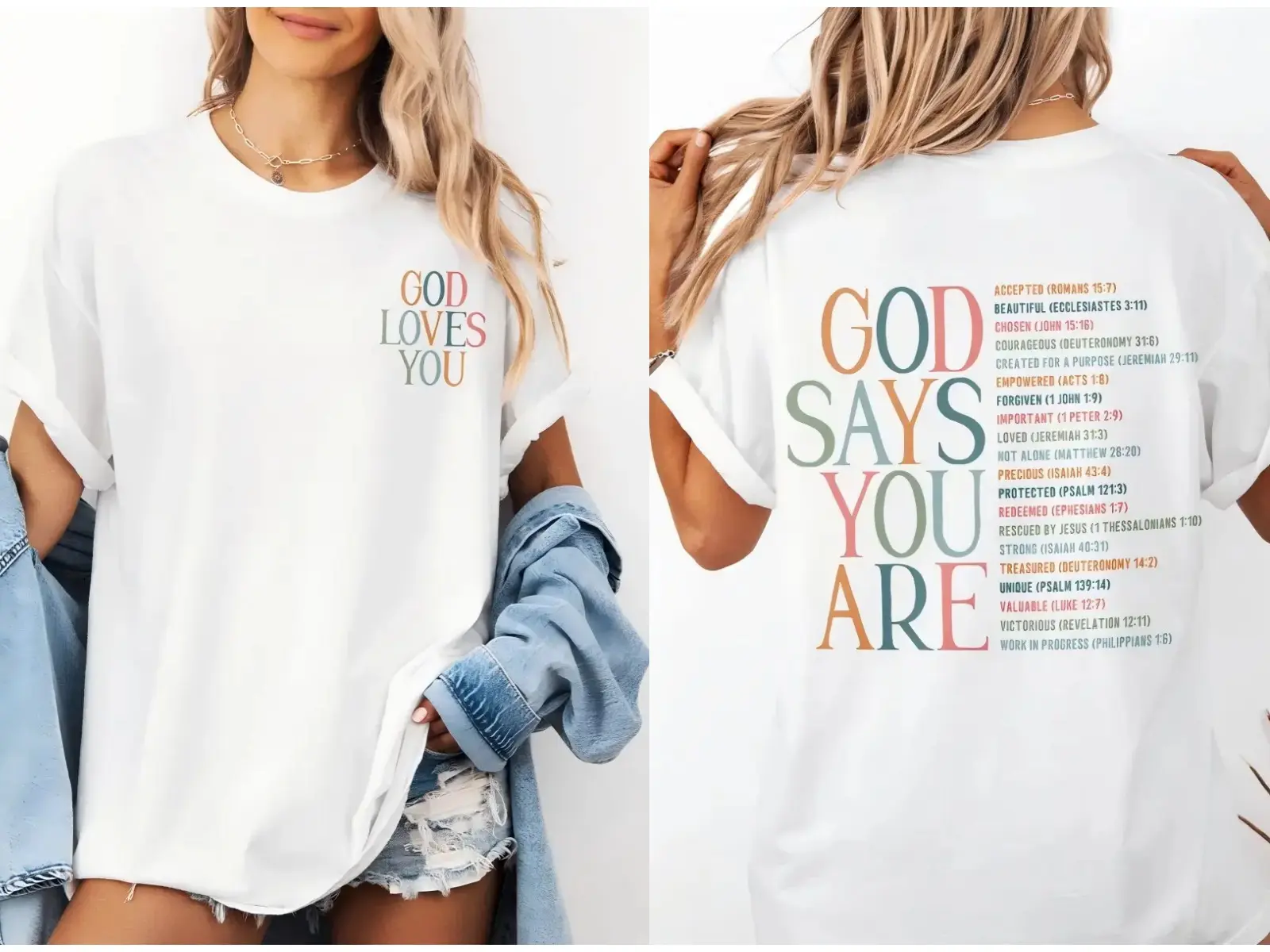God Says You Are Loved Bible Verse Tshirt Christian Mental Health Shirts Faith Based Clothing Cute Church Clothes Adult Baptism Gift