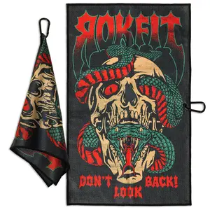 RokFit Gym & Golf Towel – Multi-Use, Quick-Dry, Durable Utility Towel with Bold Graphic and Carabiner Clip (Don't Look Back)