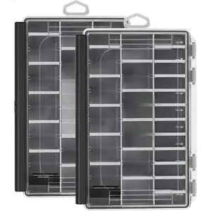 Waterproof Tackle Box, 3600 and 3700 Tackle Trays, Fishing Tackle Box Organizer with Removable Dividers, Lure Box and Terminal Tackle Storage,Black