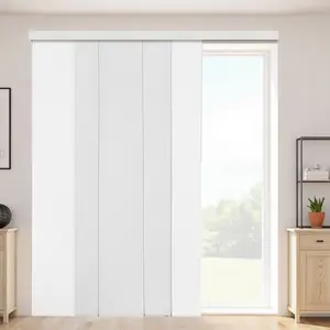 Panel Track Blinds With Extendable Track From 45.8 Inches To 86 Inches Width, White, Trimmable For Custom Fit, Suitable For Living Room And Bedroom Windows, Easy Installation, Light Filtering Slats, Durable Window Treatment