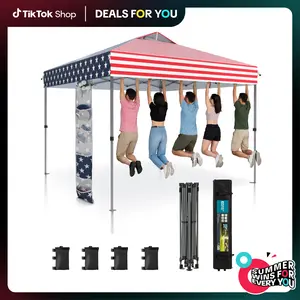 【Water Proof & UV Resistant】PHIVILLA Home 10x10ft/12x12ft Pop-Up Canopy, One-Person Instant Setup Gazebo with Vented Roof & Side Storage Pocket for Backyard, Beach, Camping & Events
