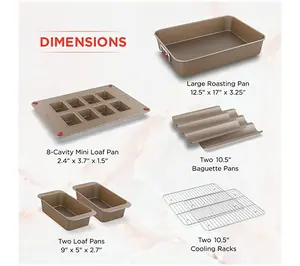 Elbee Home 8-Piece Nonstick Space Saving BreadBaking Pan Set