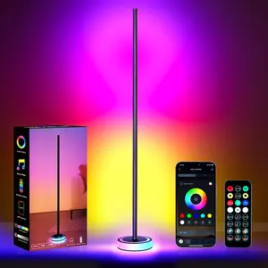 Corner Floor Lamp - Smart RGBICW LED Corner Lamp with App & Remote Control, 16 Million DIY Colors & 68+ Scene, Music Sync, Timer Setting, Modern Floor Lamp for Bedroom, Gaming Room, Room Decor