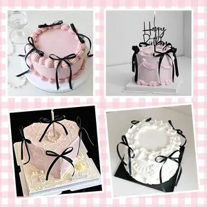 18-piece set of bow-shaped cake decoration accessories, including black and red ribbon styles, suitable for cakes, cupcakes, baby showers, birthday parties, weddings, Valentine's Day, Christmas, graduations, and other occasions