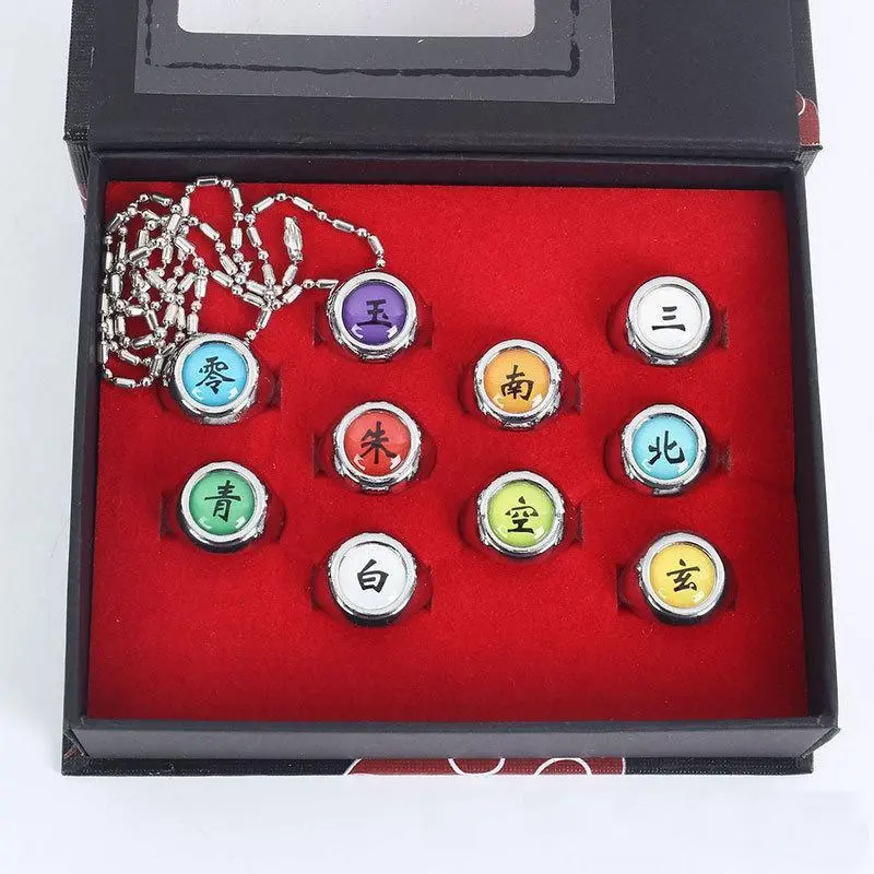 Akatsuki Itachi Alloy Ring Set - High-Quality Alloy Forged, Punk Gothic Anime Aesthetic Finger Jewelry, Unisex Cosplay Collectible Gift, Men's-Women's, Collectibles, Lead-Free Safe, Unisex Fit, Interchangeable Rings, Punk Rings