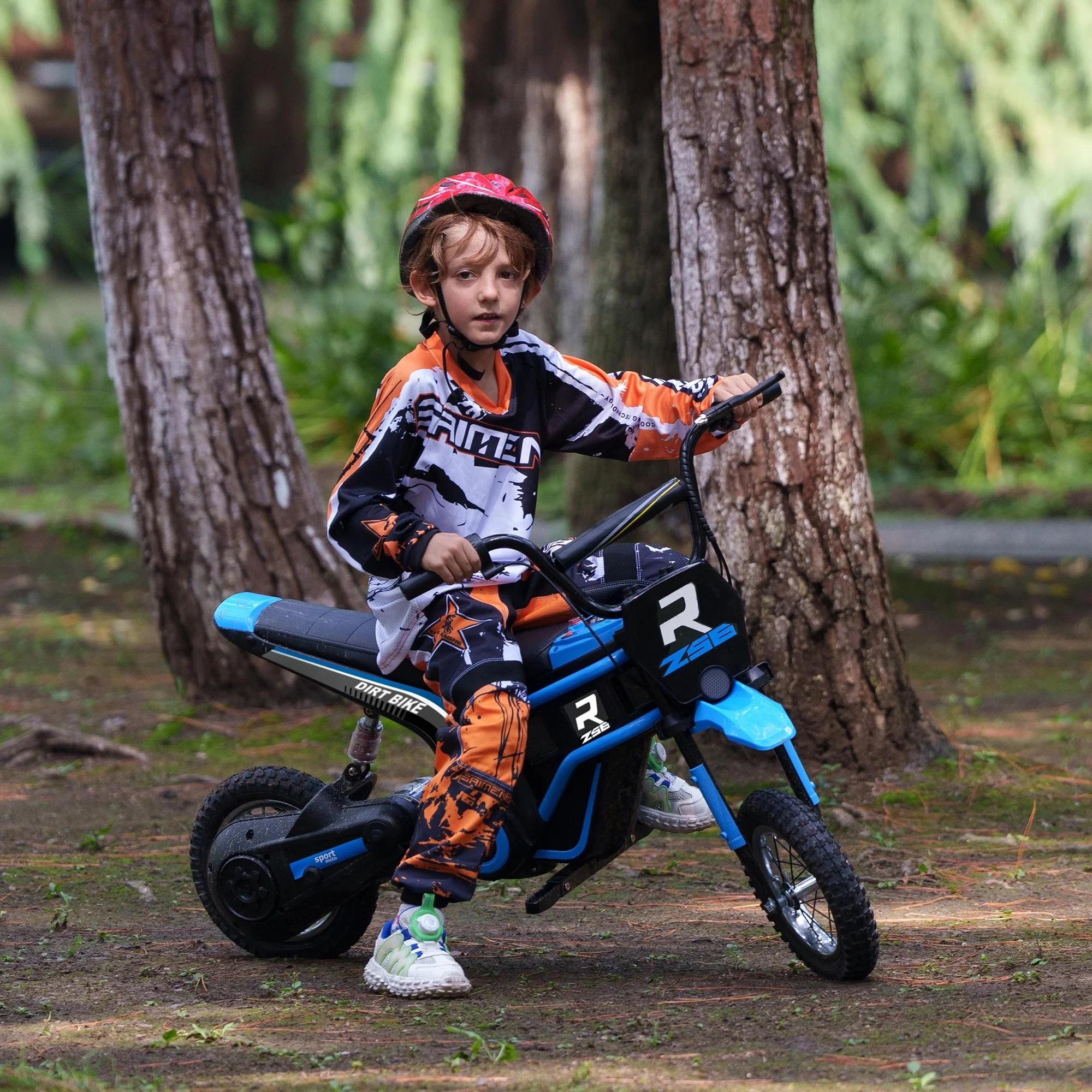 #Summervibes Aosom Electric Dirt Bike, 24V 350W Off-Road Electric Motorcycle, Up to 15 MPH with Brake, Music Horn, Rear Suspension for Ages 13+ Years