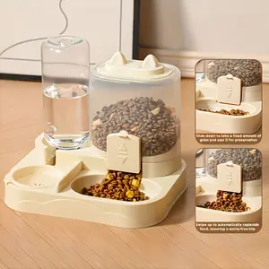 2-in-1 large-capacity automatic cat feeder and waterer - dry and wet separation, durable plastic, transparent design, perfect for indoor pet hydration and healthy diet, no batteries required - travel-friendly, suitable for cats and dogs