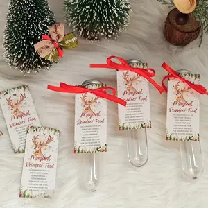 20 Pcs Magical Reindeer Food Set, Christmas Eve Present with 20 Magical Reindeer Food Cards 40ml Test Tubes, Christmas Party Gift Plastic Satin