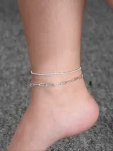 Elegant Women's Foot Chain Set, Anklet, Sparkling Fairy Style, Faux Fur Design, 2 Pieces, Perfect for Daily Wear & Special Occasions, Fashion Jewelry Accessories