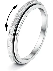 1 Pc Silvery Rose Golden Spinner Thumb Ring for Women Men Stylish Unisex Accessory High-quality Stainless Steel Practical Rotating Design Elegant Sophisticated Layered Visual Effect Exquisite Polishing Sleek Glossy Surface with Lasting Luster
