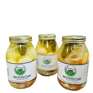 Farmhouse at Saccos Mild Pickled Eggs Quart Jar Size 32 oz Perfect for Snacking Salads and More Ideal for Everyday Use Food