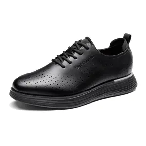 Bruno Marc [MaxFlex Suite Craft-] Men's Black Oxford Sneakers Breathable Perforated PU Upper Round Toe Laces All Seasons Comfortable Casual Walking Shoes