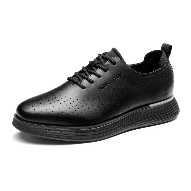 BRUNO MARC Men's MaxFlex PU Leather Oxfords - Faux Leather Shoes, Lace-Up Laces Fastener, Classic Pointed Toe, Casual Business Footwear, Polished for Office Days, Flexible Fit, Student Footwear