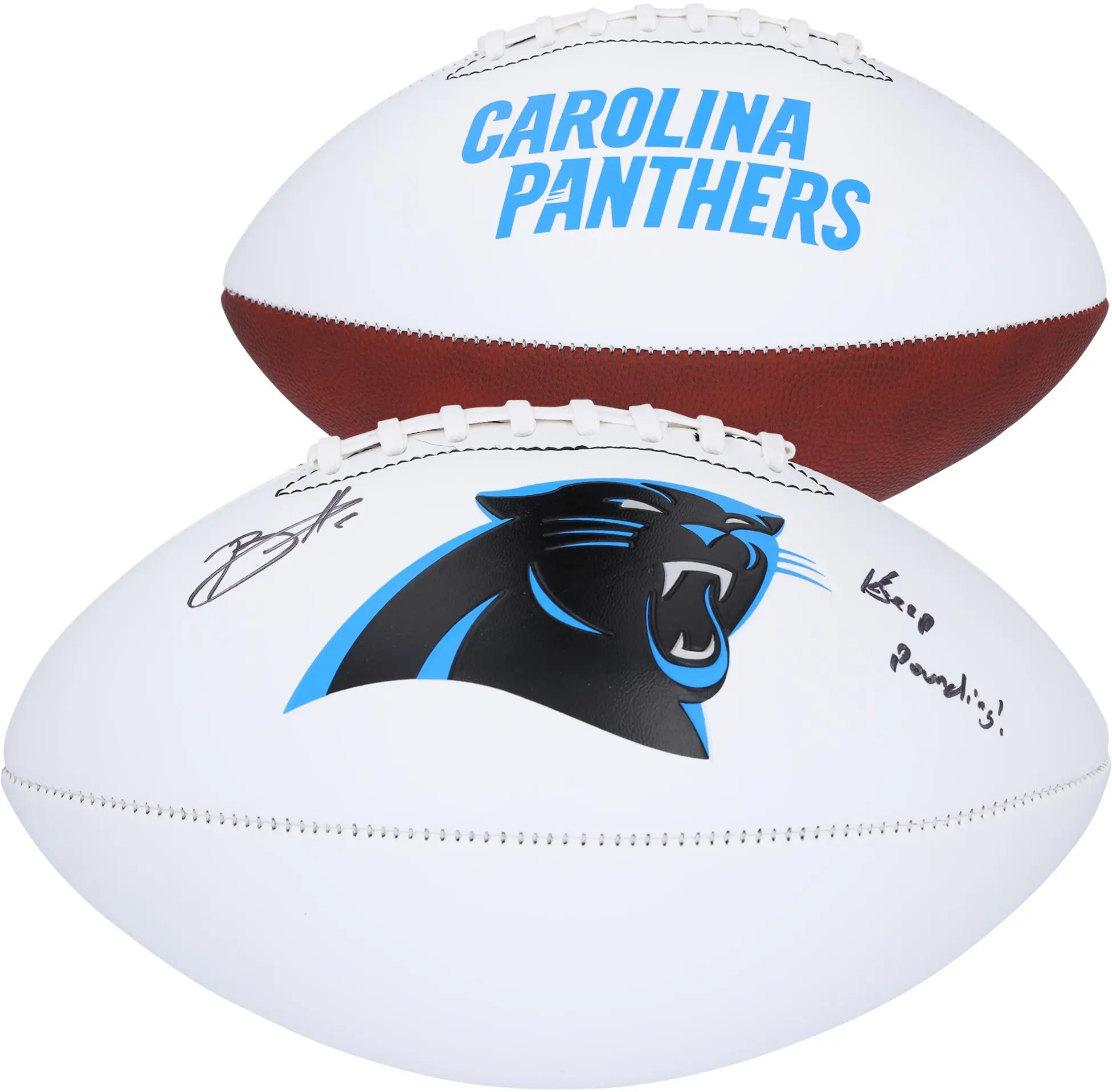 Bryce Young Carolina Panthers Autographed Franklin White Panel Football with "Keep Pounding" Inscription - Fanatics Authentic Certified