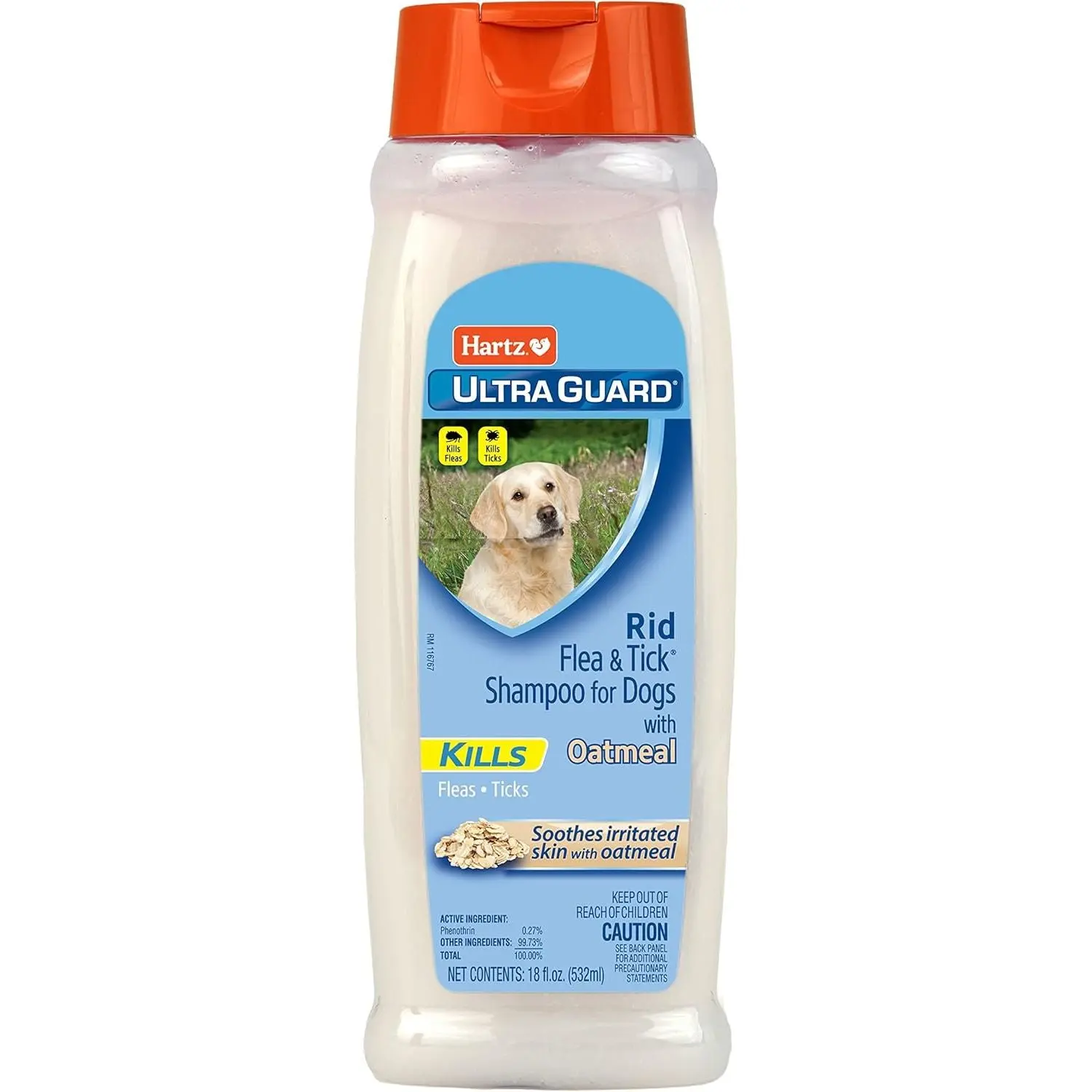 Professional Oatmeal Dog Shampoo - 18 fl oz Fresh-Scented Formula, Kills Fleas & Ticks for Dogs 6 Months and Older