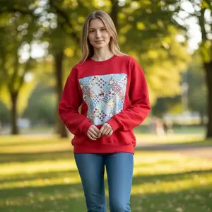 Quilt Block Sweatshirt - Gildan Size Small Unique Strawberry Quilted Design