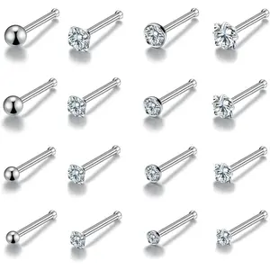 16pcs 20g Stainless Steel Nose Stud for Women 20g Nose Ring Surgical Steel for Men Body Piercing Jewelry