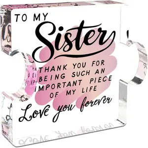 Sister Gifts, Sister Christmas Gifts, Gifts for Sister, Sister Birthday Gifts from Sisters Brother, Unique Acrylic Puzzle Plaque, Present for Sister Thanksgiving Christmas Valentines Mothers Day Birthday