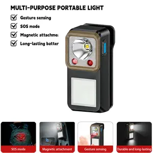 Mini Headlamp with Motion Sensor – Magnetic Clip-On Rechargeable Flashlight, White & Red Light Modes, Waterproof Work Light for Outdoor Camping, Night Fishing & Nighttime Portable Use