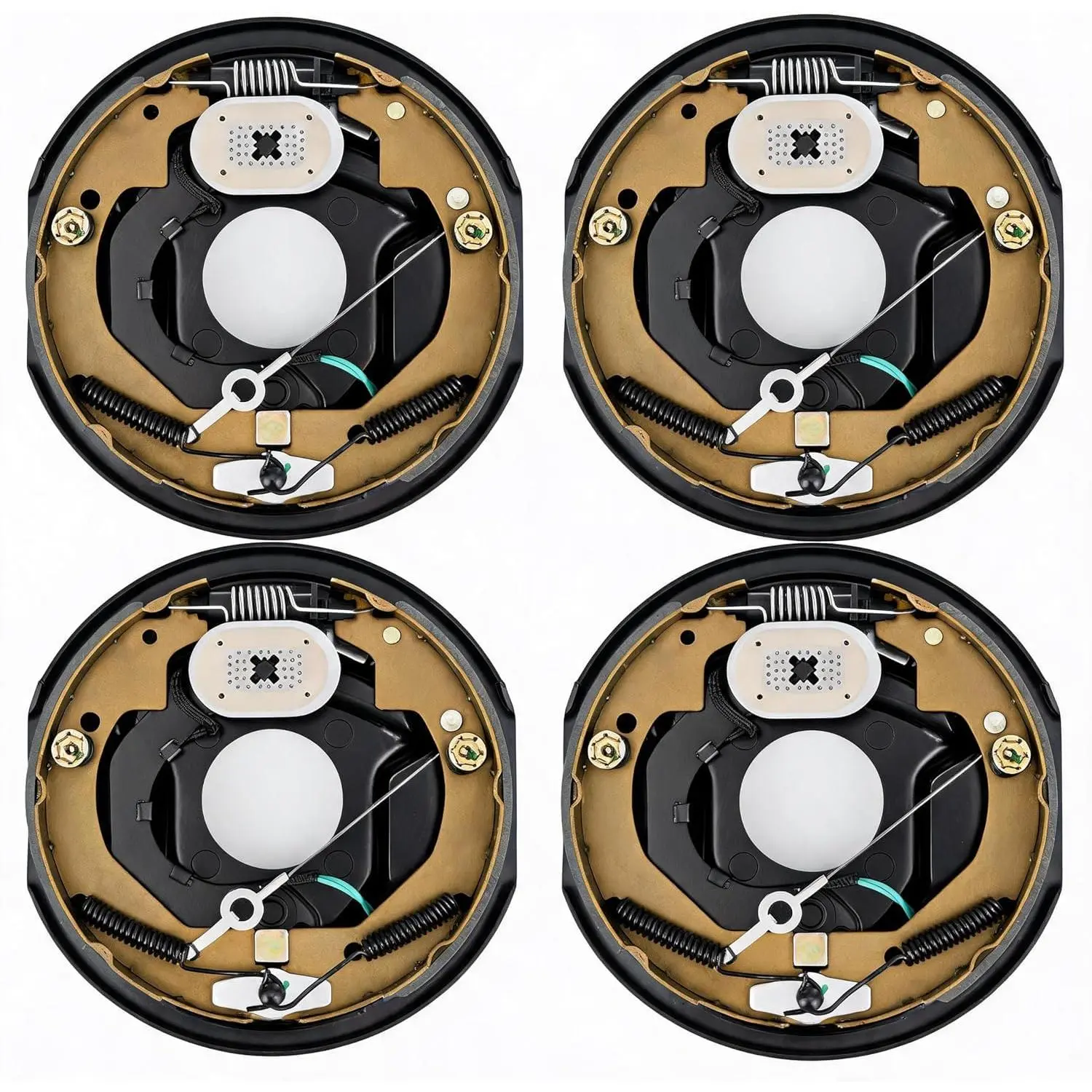 10" x 2-1/4 Electric Trailer Brake Assembly, Self-Adjusting Electric Brakes Kit for 7000 Lbs Axle, 4-Hole Mounting Brake Backing Plates, Left & Right Side Braking System Replacement Parts, 4 PCS