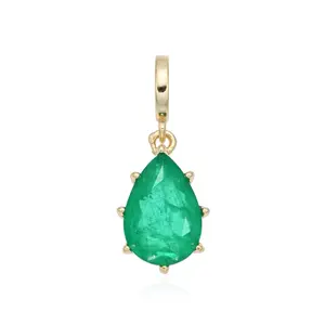 Teardrop Charms - Elegant Green Gemstone Pendant in Gold Tone for Stylish Jewelry Accessories