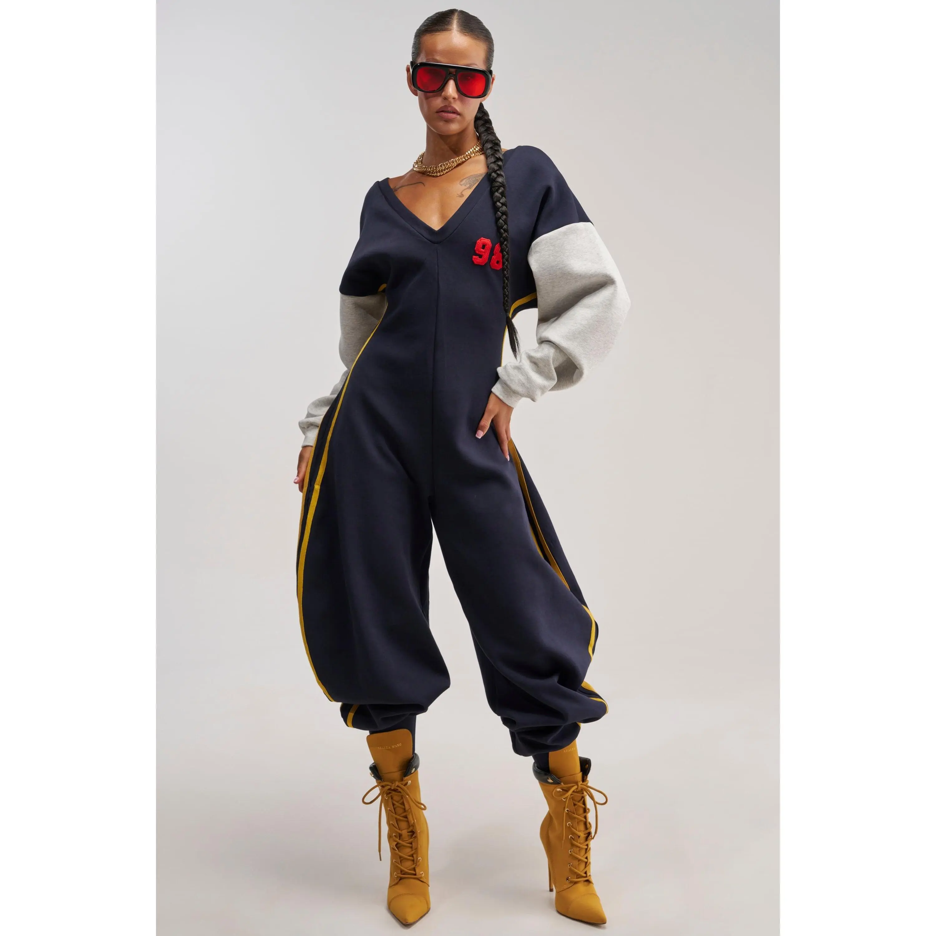 COMFY COZY VARSITY JUMPSUIT IN NAVY COMFY COZY VARSITY JUMPSUIT IN NAVY