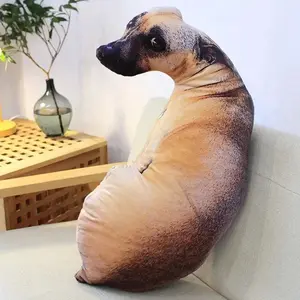 Cute 3D Dog Throw Pillow Soft Plush Animal Cushion Lifelike Puppy Pillow Office Home Decor