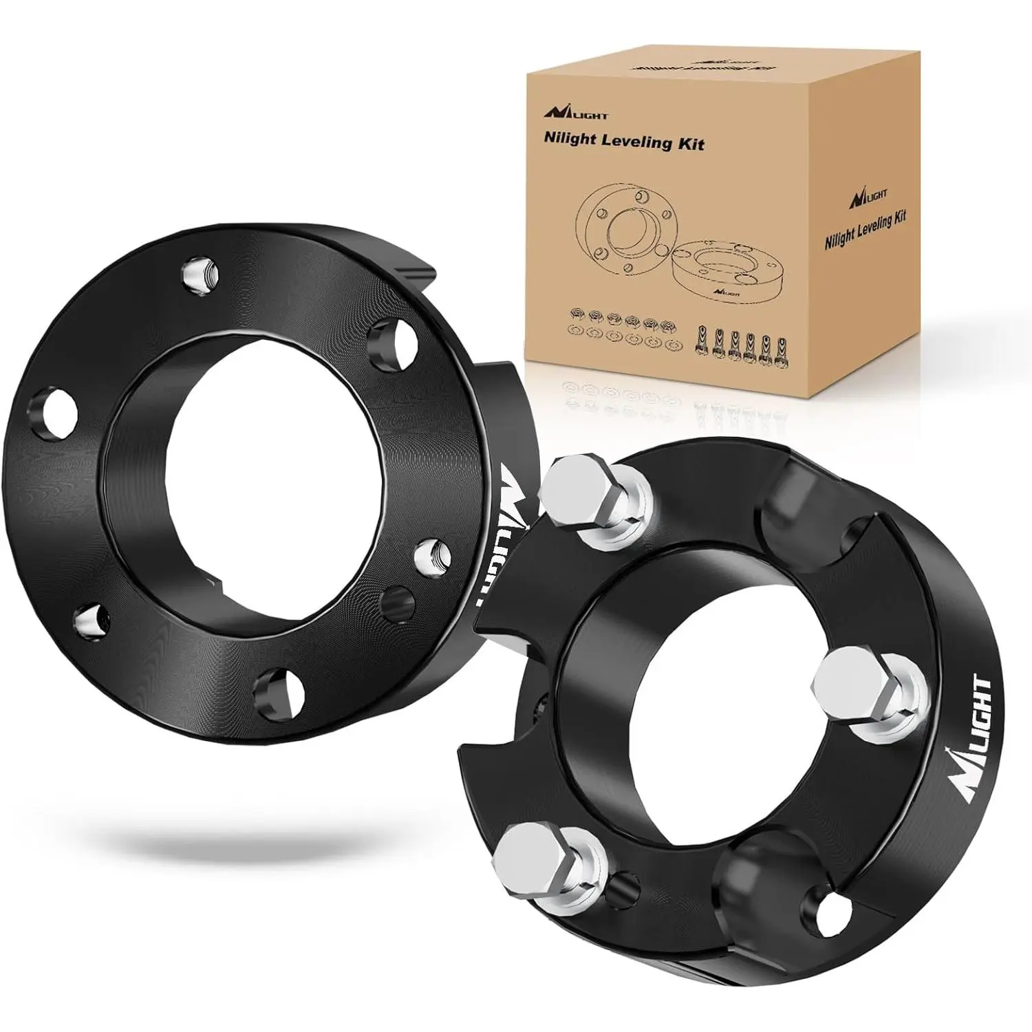Nilight 2.5in Front Strut Spacers, 6061 Aluminum Alloy Leveling Lift Kit for 2019-2022 Ford Ranger 2WD/4WD, Rust-Resistant, Bolt-On Installation, Ground Clearance Suspension Component