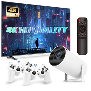 Games Portable Projector - WiFi, BT, 180° Adjustable Stand, 1080P Support, Auto-Calibrate, 2 Gamepads Included, Outdoor Movie Projector for Mobile Phones/TV Sticks