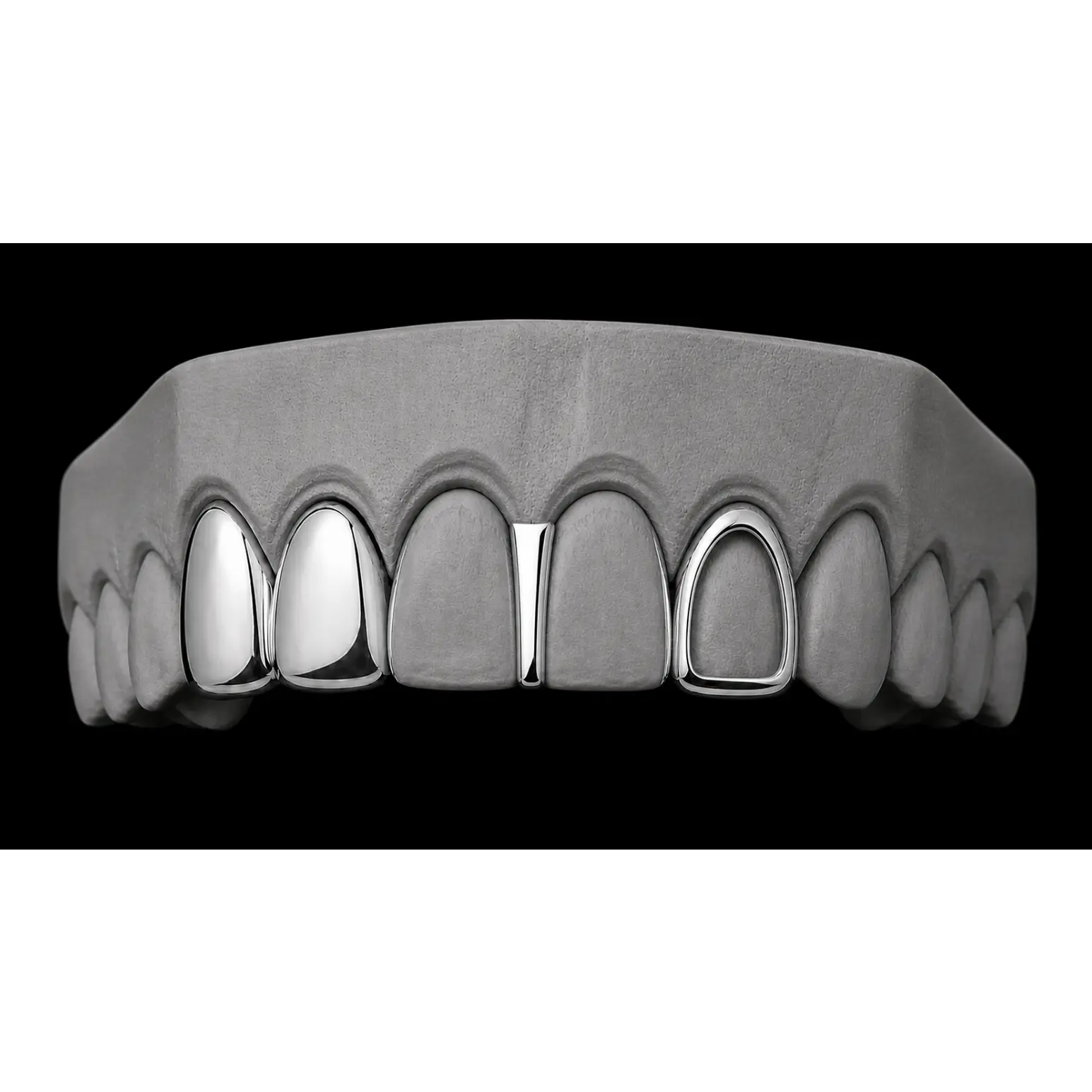 925 Silver Plated Double Tooth + Open Face Grillz Cap + Gap