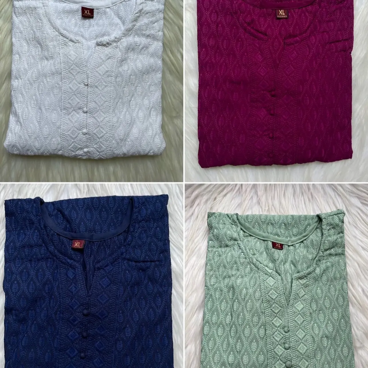 Rayon Schiffli Work Straight Kurti & Plazzo Set Heavy Rayon Fabric Both Side Plain Kurta 2pcs for Women M L XL XXL Sizes