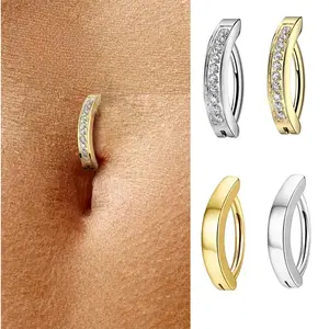 1 PC titanium alloy implant G23 grade titanium belly button ring, nasal septum ring, click-type belly button clamp, belly button ring, curved barbell-style piercing accessory