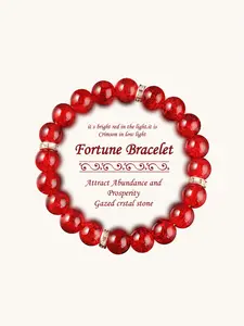 Crimson Abundance Bracelet, Glazed Crystal Stone Bracelet, Dainty Crystal Bracelet, Wealth Magnet Jewelry for Day & Night, Fashion Accessories for Women & Men