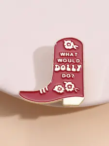 Country Culture Cartoon Badge, Boot Flower Design, What Would Dolly Do Text, Perfect for Country Music Lovers' Daily Backpack Decoration
